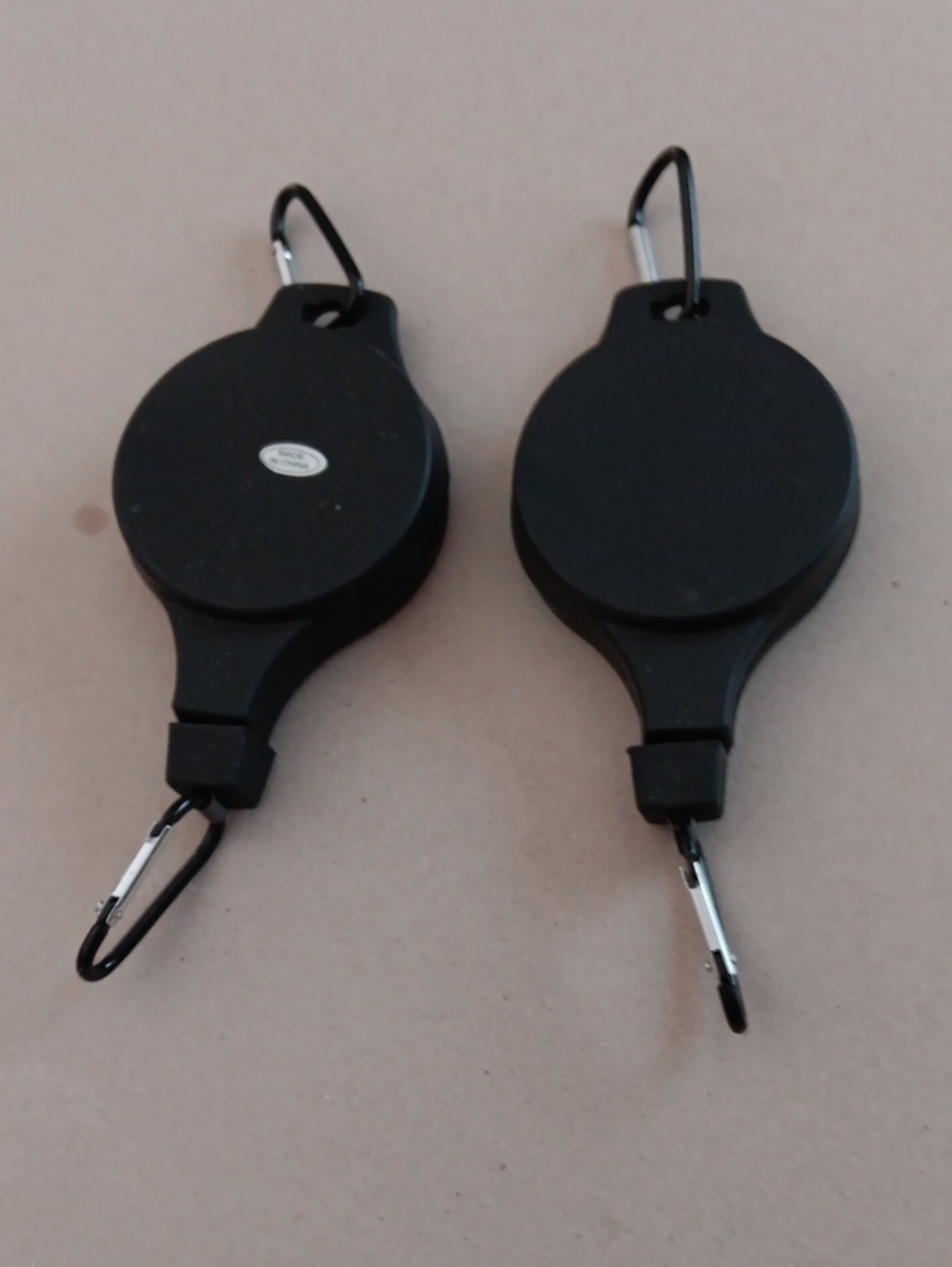 Retractable Black Key Reel with Carabiner - Pair